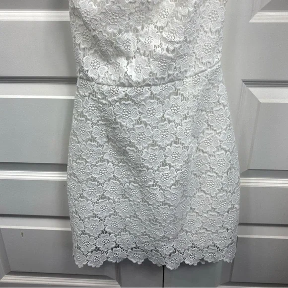 Crochet Eyelet Floral Dress White Strappy Open Back Romantic Baddie Party Small - Picture 4 of 8